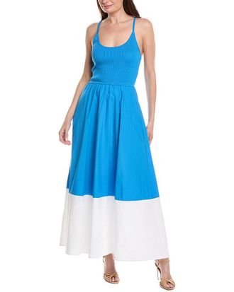 Milly Milly Cami Knit Poplin Blocked Maxi Dress