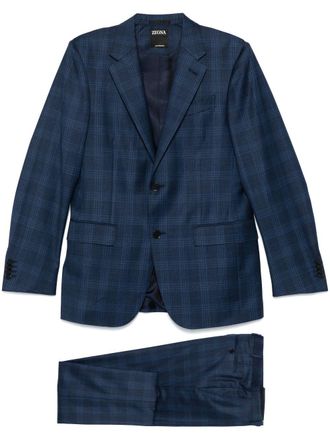 Ermenegildo Zegna checked suit - men - Cupro/Wool - 52 - Blue