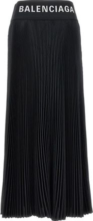 Balenciaga Black Logo pleated skirt