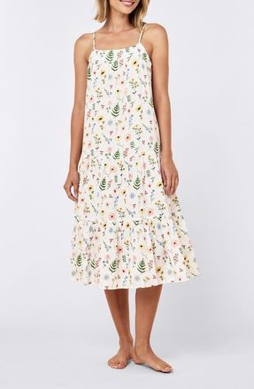 Papinelle Sleepwear Elodie Tiered Strappy Nightgown in White at Nordstrom, Size X-Large