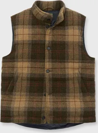 Sid Mashburn Mens Cashball Vest In Khaki Brown Red Plaid Tweed