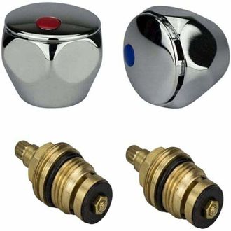 OEM Kit De Renovaci&oacute;n De Grifos De Agua Fr&iacute;a Y Caliente De Metal Cromado Rojo Y Azul - Juego De 2, 1/2 - Rapanda - Crezuo
