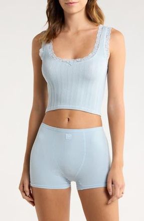 Florence By Mills Lace Trim Crop Tank in Powder Blue at Nordstrom Rack, Size X-Small
