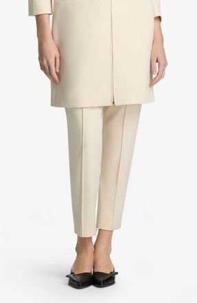St. John Stretch Crepe Tapered Ankle Pants in Ecru at Nordstrom, Size 12
