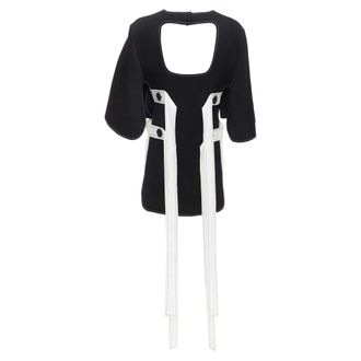 Ellery bicolor cut out overstitch backless hi-low top