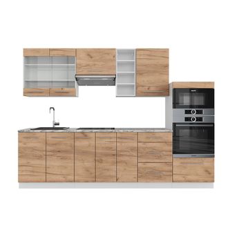 Vicco Mueble De Cocina Fame-line, Oro Potencia Roble/blanco, 280 Cm, Et M&aacute;rmol, Vicco