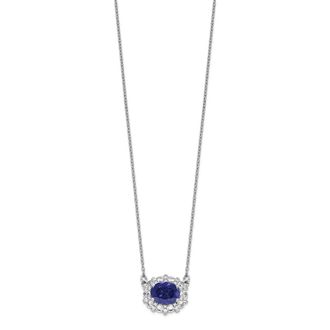 Diamond2Deal 14k White Gold 1 Ct Lab Grown Diamond and Created Sapphire Pendant Necklace