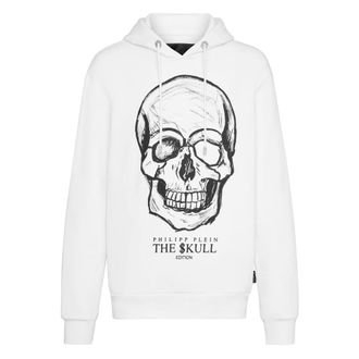 Philipp Plein Hoodie Sweatshirt Print Skull - Heren - Sweatshirts & Hoodies - Wit - Maat: L Katoen