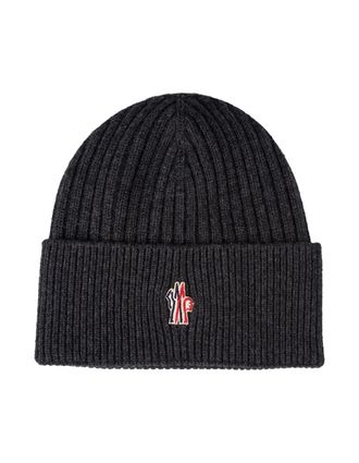 Moncler Anthracite Grey Cashmere Beanie With Logo