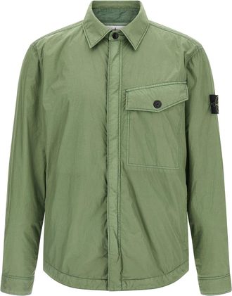 Stone Island Garment Dyed Crinkle Reps Ny Puffer Jackets Green