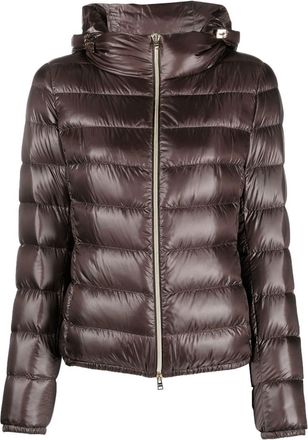 Herno high-shine puffer jacket - women - Polyamide/Feather Down/Polyamide - 38 - Brown