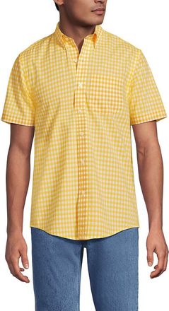 Lands End Short Sleeve Essential Lightweight Poplin in Goldenrod Gingham at Nordstrom, Size Xx-Large