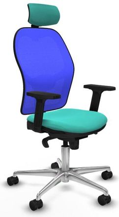 Piqueras y Crespo Piqueras Y Crespo - Jorquera Sincro Malla Azul Similpiel Turquesa Brazos 2d Base Aluminio Cabecero 2d Ruedas 65mm Nailon