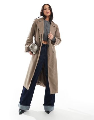 Pieces Trench marrone lenticchia con cintura