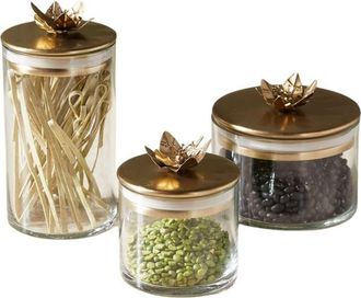Be Home Lily Botanical Canister - Set of 3 in Clear at Nordstrom