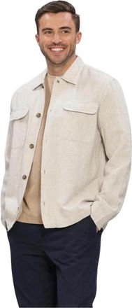 Selected Slh-Leroy Linnen Blend Overshirt - Heren - Zomerjassen - Beige - 2XL - Linnen - Jassen