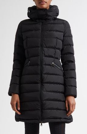Moncler Flammette Down Coat in Black/black at Nordstrom, Size 2