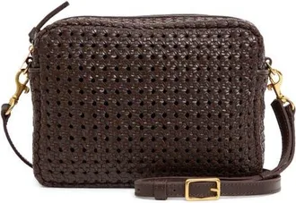 Clare Vivier Midi Sac Woven Leather Crossbody Bag in Chocolate at Nordstrom