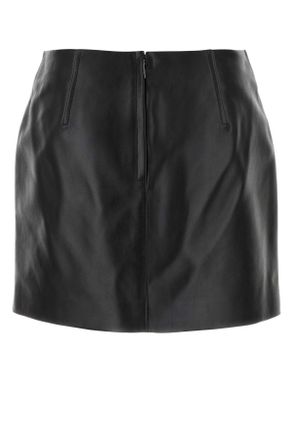 Bottega Veneta Womens Black Leather Mini Skirt Gonne