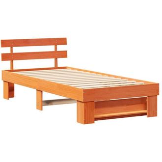 vidaXL Estructura De Cama Con Cabecera Marr&oacute;n Cera 90 X 200 Cm Vidaxl