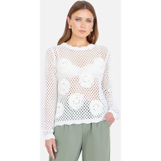 Yumi Flower Crochet Jumper in White at Nordstrom, Size Medium