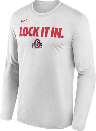 Nike Ohio State 2026 On-Court Bench Nike Mens Dri-FIT College Long-Sleeve T-Shirt in White | M22284P870OSUN-WHT