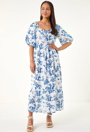 Roman Floral Print Midi Dress