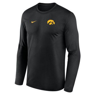 Nike Iowa Sideline Legend Small Logo Nike Mens Dri-FIT College Long-Sleeve T-Shirt in Black | 02TJ00AIA-HE3