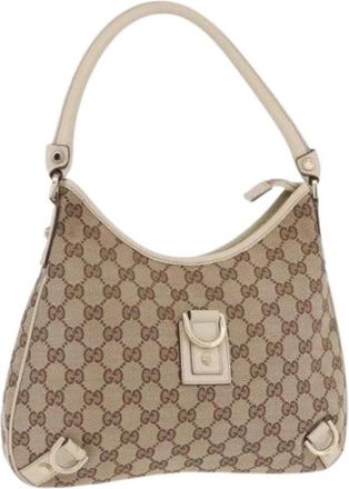 Gucci Pre-owned Vintage GG Canvas Schoudertas - Dames - Vintage Schoudertas - Beige - ONE Size - Leer - Vintage