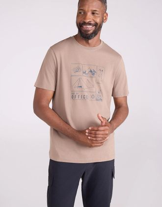 Mountain Warehouse Mens Mountain Warehouse Mens Camping Sketch Organic T-Shirt - Brown - Size: 44