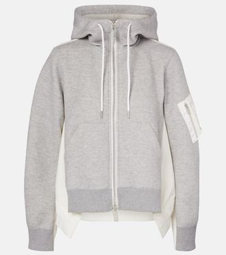 sacai Paneled zip-up hoodie