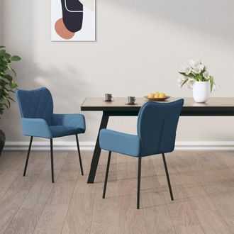 vidaXL Sillas De Comedor 2 Unidades Tela Azul Vidaxl