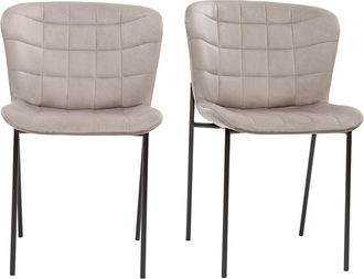 Miliboo Miliboo - Set De 2 Sillas De Dise&ntilde;o De Terciopelo Color Topo Y Metal Negro Saiga