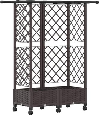 vidaXL Cama Elevada Con Trellis Y Techo Marr&oacute;n 124 X 40 X 127 Cm Pp Vidaxl