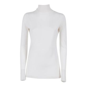 Fabiana Filippi Cashmere Knitwear, female, White, Size: XS Maglia Dolcevita in Filato Cashmere Seta