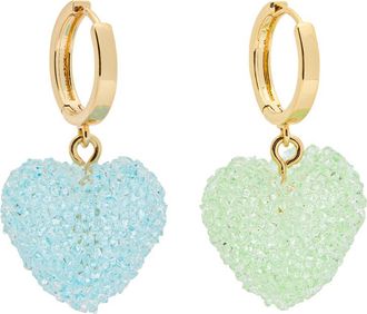 Crystal Haze Jelly Heart 18kt Gold-plated Hoop Earrings - Green - One Size