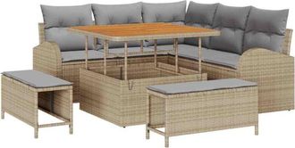 vidaXL Garden Sofa Set with Cushion 8 pcs Beige and Light Grey vidaXL