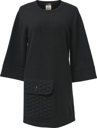 Chanel Mini Crew-Neck One Pocket Dress in Black Cashmere