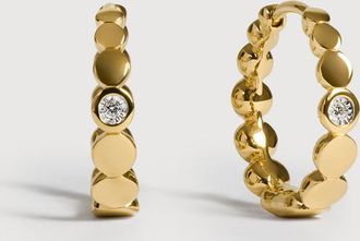 Monica Vinader Gold Solo Graduated Diamond Small Hoop Earrings Lab Grown Diamond