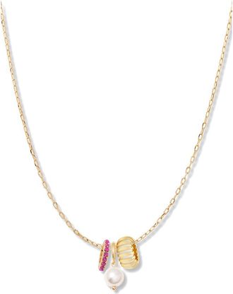 Brook & York Gaby Faux Pearl & Birthstone Multipendant Necklace in Gold/July at Nordstrom