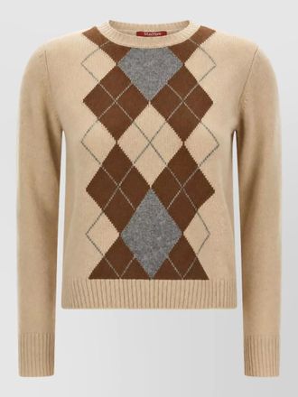 Max Mara cashmere wool argyle knit sweater