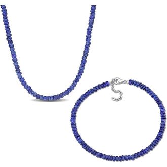 Delmar Blue Sapphire Stone Beaded Necklace & Bracelet Set at Nordstrom Rack