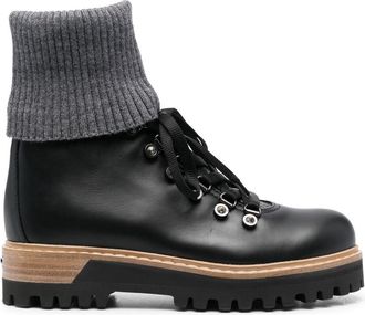 Le Silla St. Moritz ankle boots - women - CALFSKIN/Goat Skin/Rubber/Fabric/Fabric - 40.5 - Black