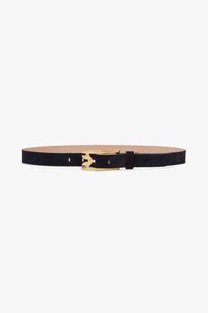 Victoria Beckham Dorian Pin-Buckle Belt In Navy Suede 100CM
