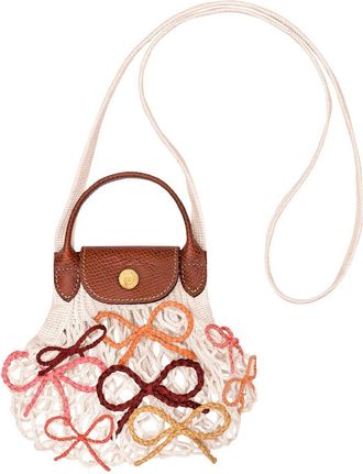 Longchamp Le Pliage Filet Raphia Extra Small Mesh Bag