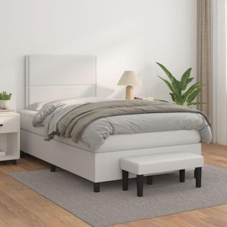 vidaXL Vidaxl - Cama Box Spring Con Colch&oacute;n Cuero Sint&eacute;tico Blanco 120x200 Cm