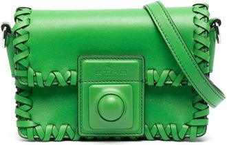 Etro whipstitch-trim flap crossbody bag - women - Calf Leather - OS - Green