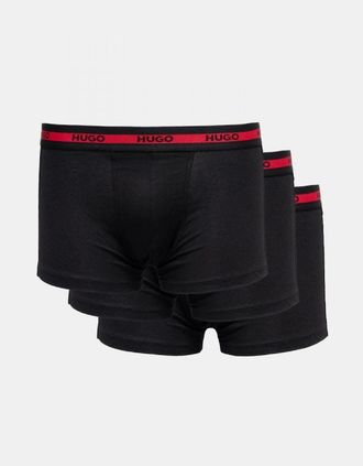 HUGO BOSS Mens HUGO Planet 3-Pack Stretch-Cotton Logo Waistband Trunks - Black 002 - Size: 33/32/32