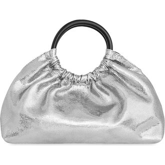 Rebecca Minkoff Mini Madeleine Metallic Leather Top Handle Bag in Silver at Nordstrom