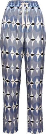 Lorena Antoniazzi Graphic-print Zijden Broek - Dames - Straight fit broeken - Blauw - XS - Broeken